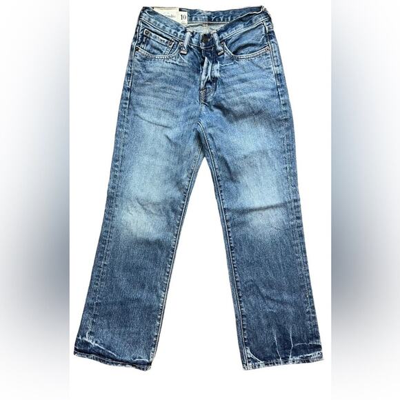 Abercrombie Boys Jeans Size 10 Straight Buttonfly Medium Wash Denim Jeans Basic - Picture 1 of 7